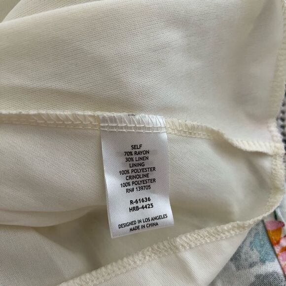 Emerald Sundae Pink Maroon Yellow Linen Blend Fit & Flare Dress Sz 7 Feminine - Picture 13 of 13